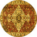 Round Machine Washable Persian Yellow Traditional Rug, wshtr4246yw