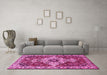 Machine Washable Persian Pink Traditional Rug in a Living Room, wshtr4246pnk