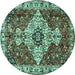 Round Persian Turquoise Traditional Rug, tr4246turq