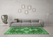 Machine Washable Persian Emerald Green Traditional Area Rugs in a Living Room,, wshtr4246emgrn