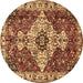 Round Persian Brown Traditional Rug, tr4246brn