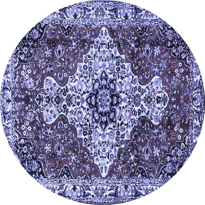 Round Machine Washable Persian Blue Traditional Rug, wshtr4246blu