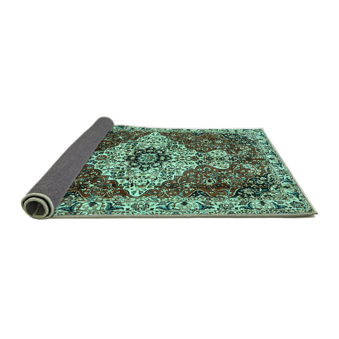 Sideview of Persian Turquoise Traditional Rug, tr4246turq