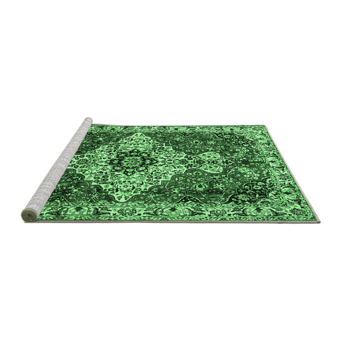 Sideview of Machine Washable Persian Emerald Green Traditional Area Rugs, wshtr4246emgrn