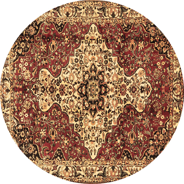 Round Machine Washable Persian Brown Traditional Rug, wshtr4246brn