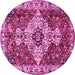 Round Machine Washable Persian Pink Traditional Rug, wshtr4246pnk