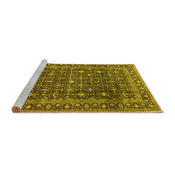 Sideview of Machine Washable Persian Yellow Traditional Rug, wshtr4247yw