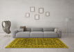 Machine Washable Persian Yellow Traditional Rug in a Living Room, wshtr4247yw