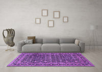 Machine Washable Persian Purple Traditional Rug, wshtr4247pur