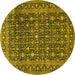 Round Persian Yellow Traditional Rug, tr4247yw