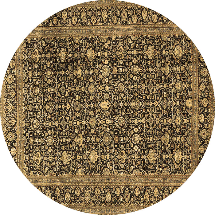 Round Persian Brown Traditional Rug, tr4247brn