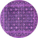 Round Machine Washable Persian Purple Traditional Area Rugs, wshtr4247pur