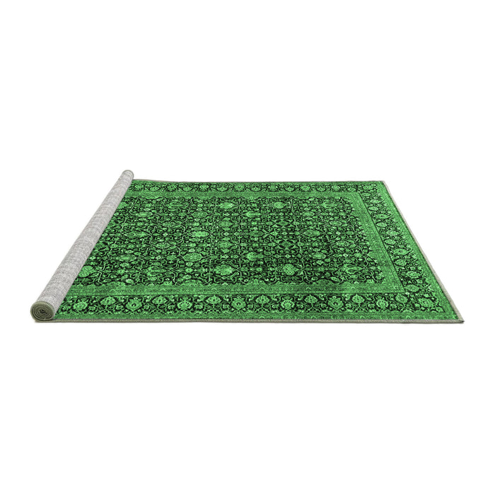 Sideview of Machine Washable Persian Emerald Green Traditional Area Rugs, wshtr4247emgrn