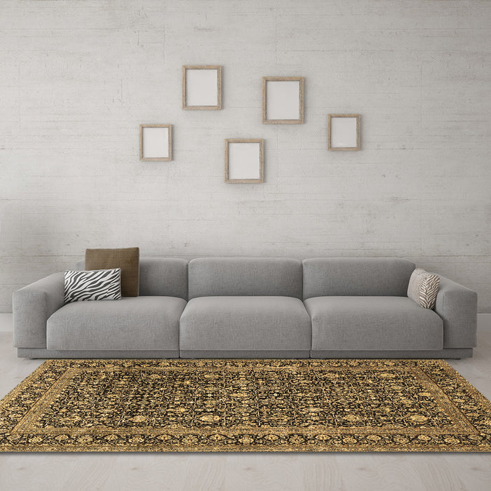 Machine Washable Persian Brown Traditional Rug in a Living Room,, wshtr4247brn