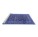 Sideview of Machine Washable Persian Blue Traditional Rug, wshtr4247blu