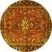 Round Persian Yellow Traditional Rug, tr4248yw