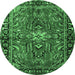 Round Persian Emerald Green Traditional Rug, tr4248emgrn