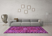 Machine Washable Persian Purple Traditional Rug, wshtr4248pur