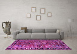 Machine Washable Persian Purple Traditional Area Rugs in a Living Room, wshtr4248pur