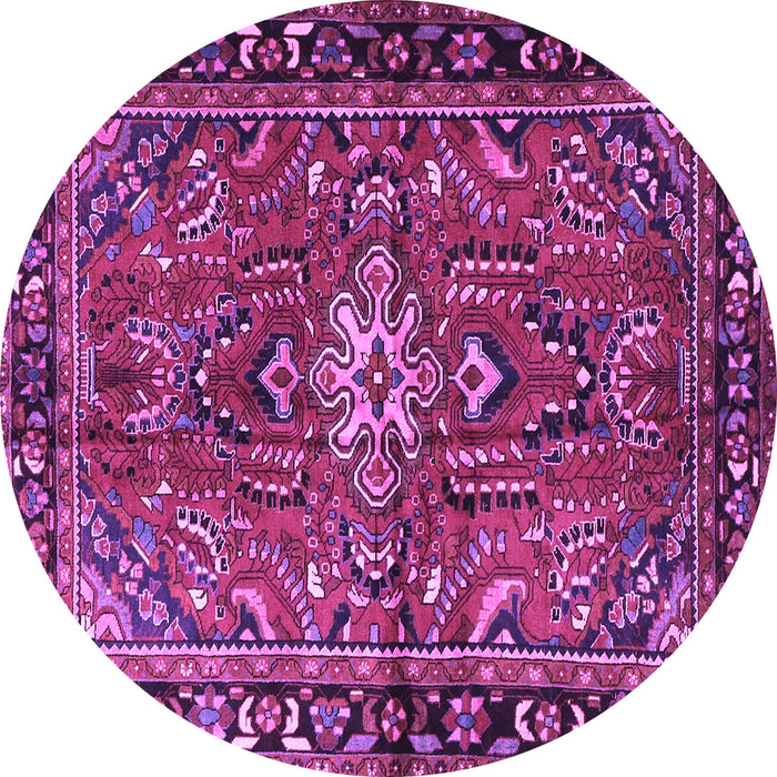 Round Machine Washable Persian Purple Traditional Area Rugs, wshtr4248pur