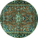 Round Persian Turquoise Traditional Rug, tr4248turq