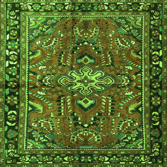 Round Machine Washable Persian Green Traditional Area Rugs, wshtr4248grn