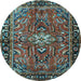 Round Persian Light Blue Traditional Rug, tr4248lblu