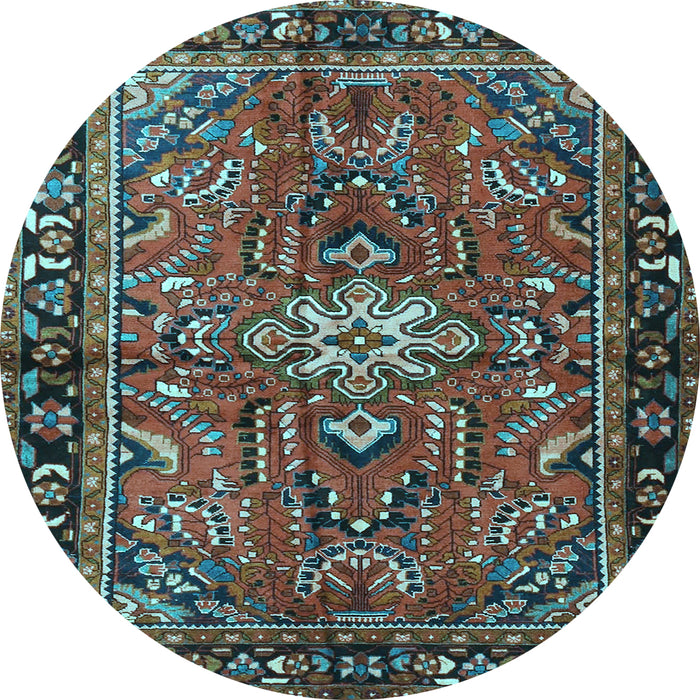Round Machine Washable Persian Light Blue Traditional Rug, wshtr4248lblu