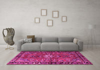 Machine Washable Persian Pink Traditional Rug, wshtr4248pnk