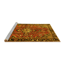 Sideview of Machine Washable Persian Yellow Traditional Rug, wshtr4248yw