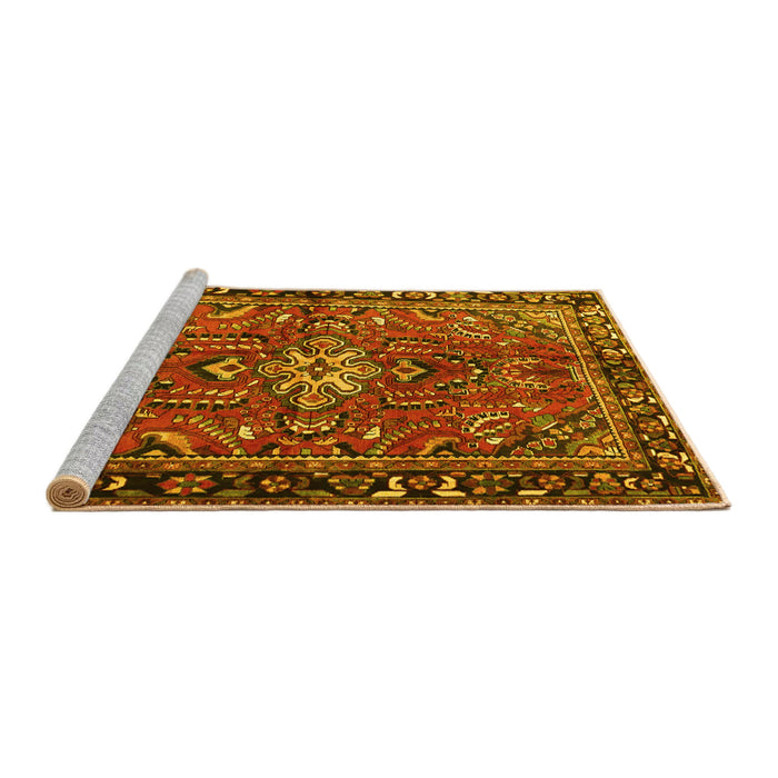Sideview of Machine Washable Persian Yellow Traditional Rug, wshtr4248yw