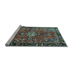 Sideview of Machine Washable Persian Light Blue Traditional Rug, wshtr4248lblu