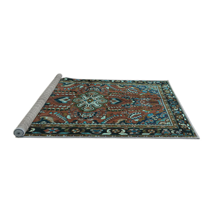 Sideview of Machine Washable Persian Light Blue Traditional Rug, wshtr4248lblu