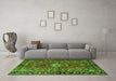 Machine Washable Persian Green Traditional Area Rugs in a Living Room,, wshtr4248grn