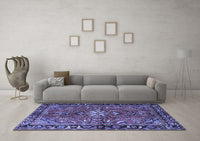 Machine Washable Persian Blue Traditional Rug, wshtr4248blu