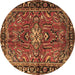 Round Persian Brown Traditional Rug, tr4248brn