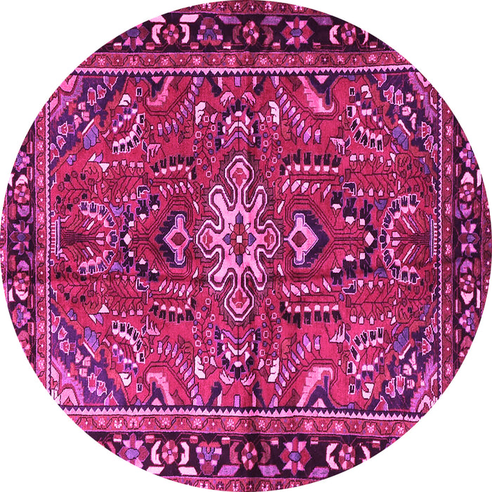 Round Machine Washable Persian Pink Traditional Rug, wshtr4248pnk