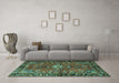 Machine Washable Persian Turquoise Traditional Area Rugs in a Living Room,, wshtr4248turq