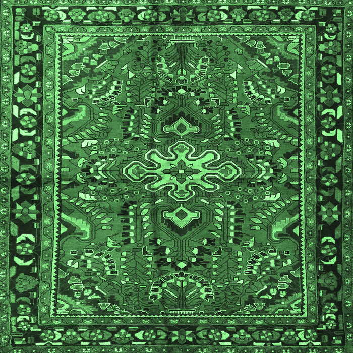 Square Persian Emerald Green Traditional Rug, tr4248emgrn