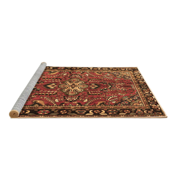 Sideview of Machine Washable Persian Brown Traditional Rug, wshtr4248brn