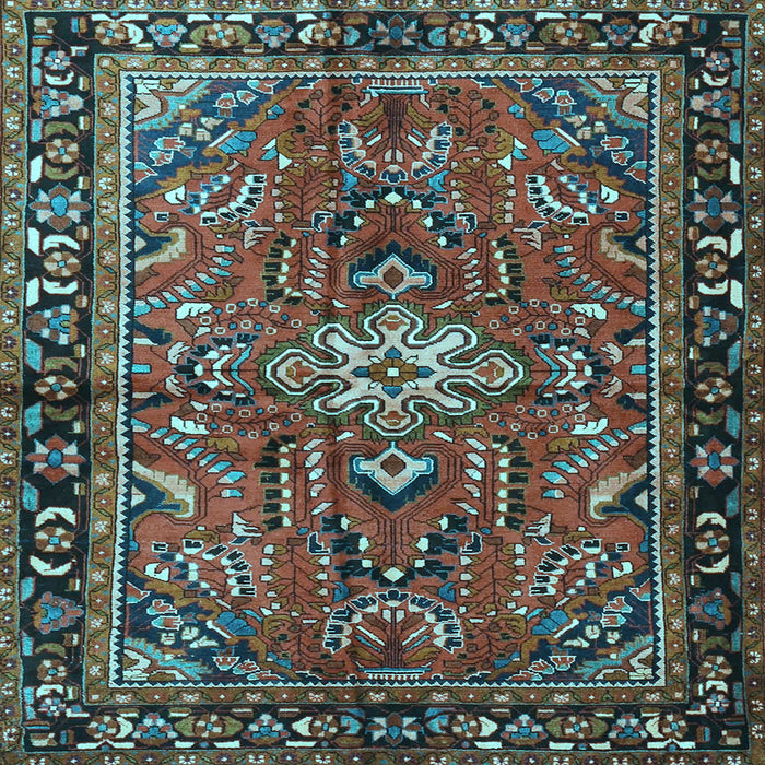 Square Machine Washable Persian Light Blue Traditional Rug, wshtr4248lblu