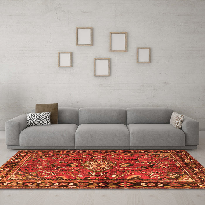 Machine Washable Persian Orange Traditional Area Rugs in a Living Room, wshtr4248org