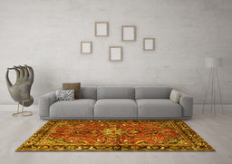 Machine Washable Persian Yellow Traditional Rug in a Living Room, wshtr4248yw