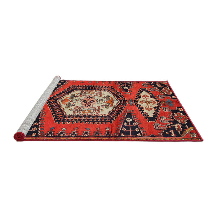 Sideview of Machine Washable Traditional Rust Pink Rug, wshtr4249