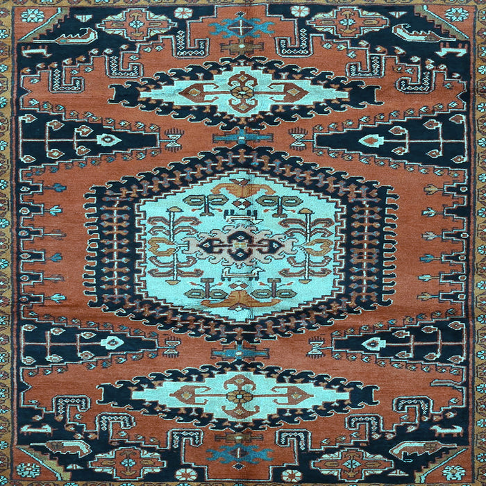 Square Machine Washable Persian Light Blue Traditional Rug, wshtr4249lblu