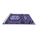 Sideview of Machine Washable Persian Blue Traditional Rug, wshtr4249blu