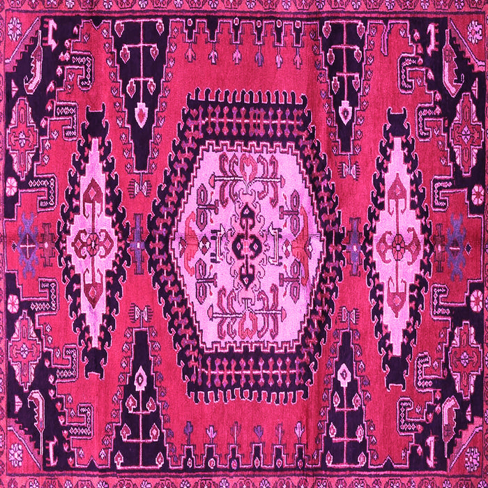 Square Machine Washable Persian Pink Traditional Rug, wshtr4249pnk
