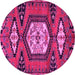 Round Persian Pink Traditional Rug, tr4249pnk