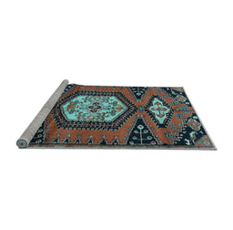 Sideview of Machine Washable Persian Light Blue Traditional Rug, wshtr4249lblu