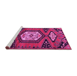 Sideview of Machine Washable Persian Pink Traditional Rug, wshtr4249pnk